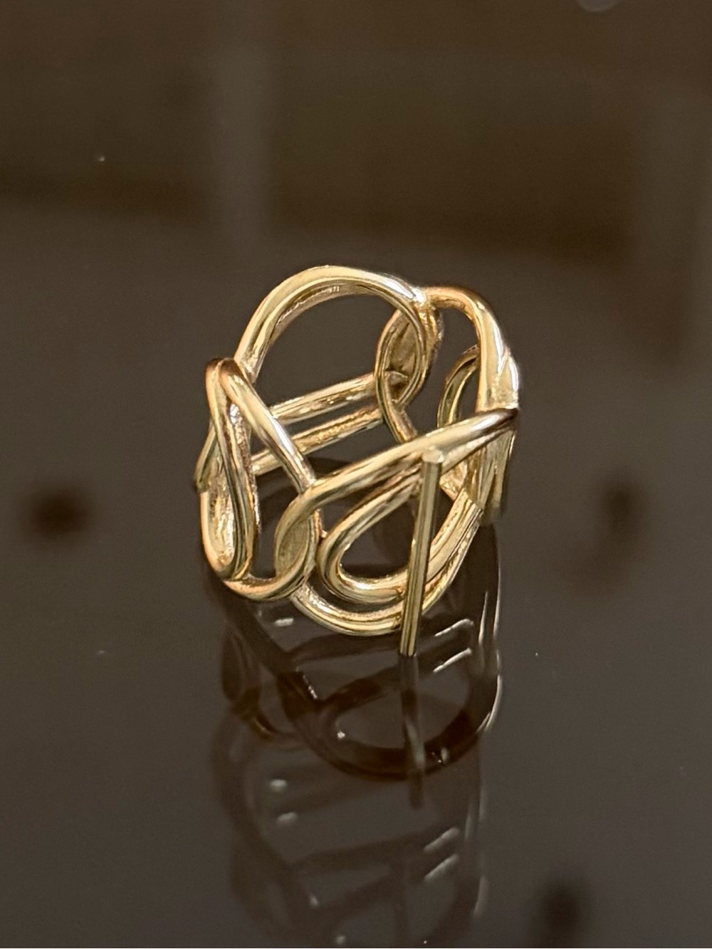 Gold-tone abstract cocktail ring